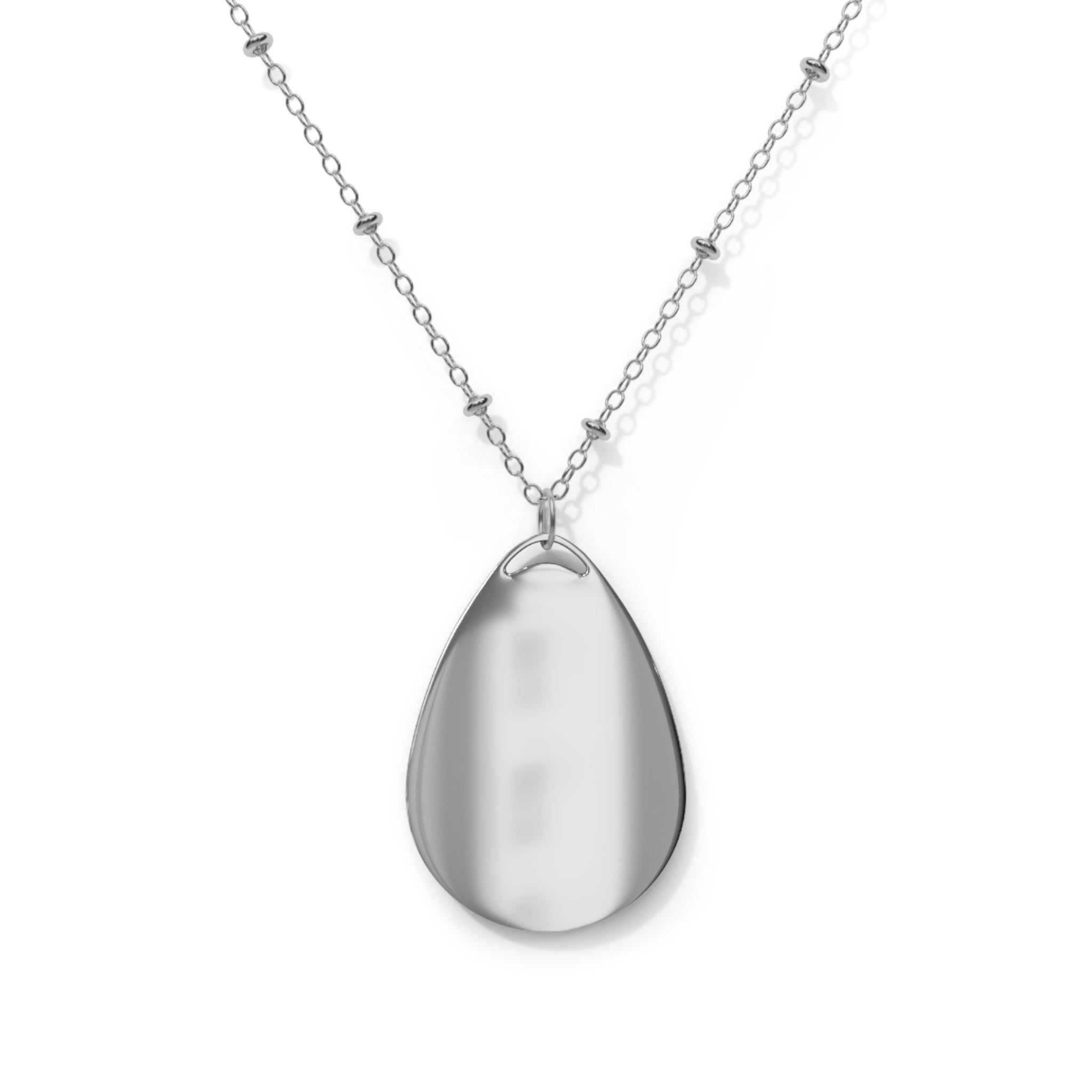 Daffodil Oval Pendant Necklace — Birth Floral Engraved Teardrop Locket