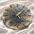 Handmade epoxy resin wall clock with stone inlays, 25cm, main product photo